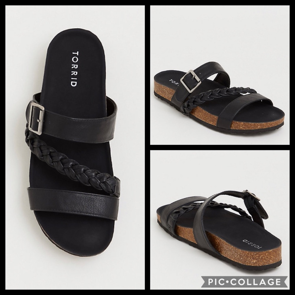 🚫SOLD🚫TORRID• black braided slides